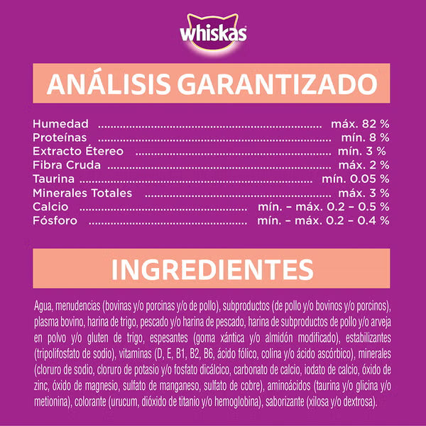 WHISKAS SOBRECITO PARA GATOS SALMON EN SALSA 85GR