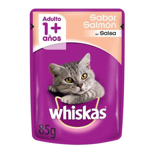 WHISKAS SOBRECITO PARA GATOS SALMON EN SALSA 85GR