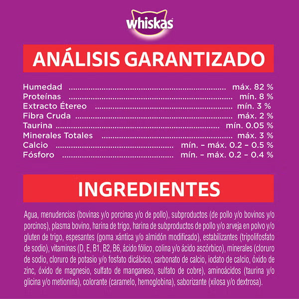 WHISKAS SOBRECITO PARA GATOS CARNE EN SALSA 85GR