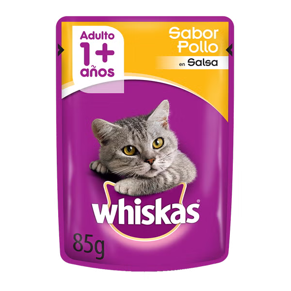 WHISKAS SOBRECITO PARA GATOS POLLO EN SALSA 85GR