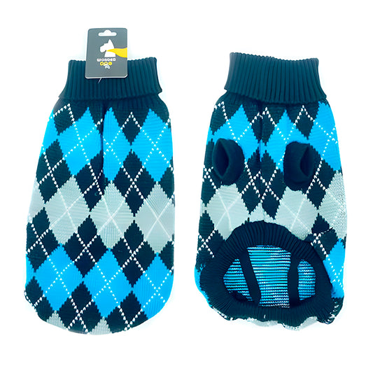 CHALECO CON ROMBOS AZUL PARA PERROS