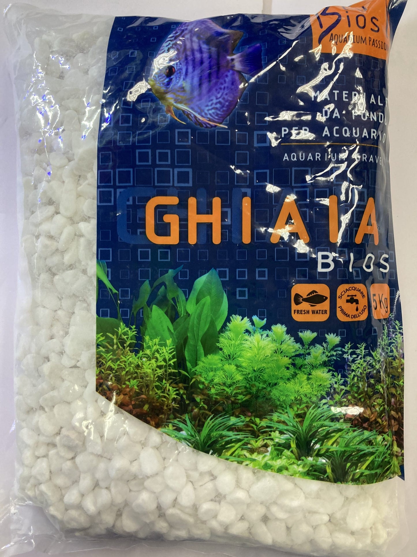 GRAVA PARA ACUARIOS COLOR BLANCA GHIAIA BIOS 5K