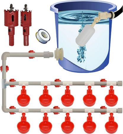 SET DE 10 BEBEDEROS COPA PARA AVES DE GRANJA LINEAL
