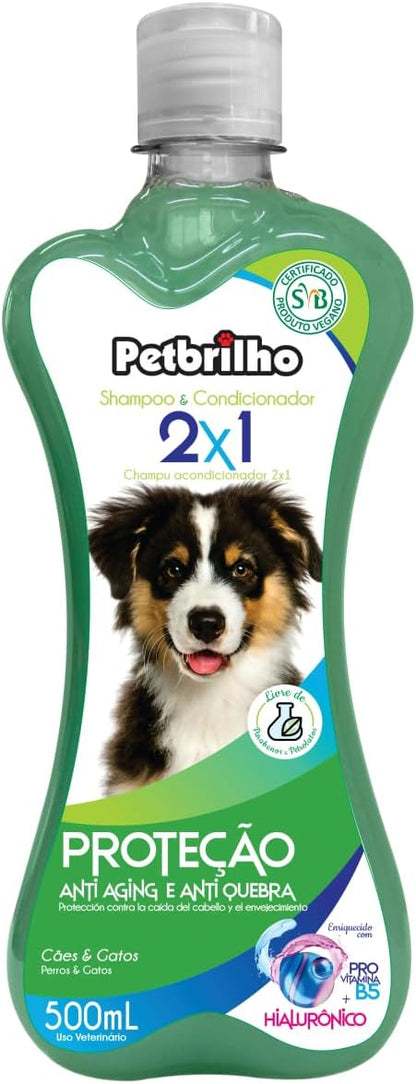 SHAMPOO & ACONDICIONADOR PARA PERROS Y GATOS PETBRILHO 500ML