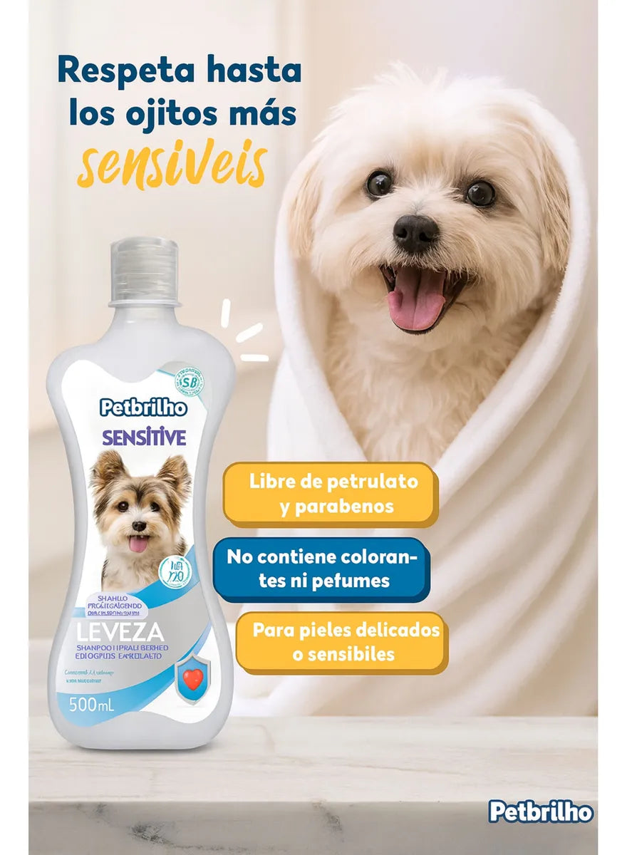 SHAMPOO PARA PERROS Y GATOS SENSITIVE PETBRILHO 500ML