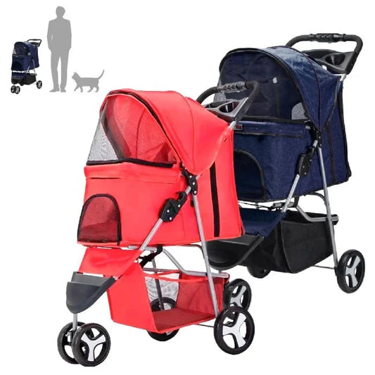 COCHE PARA MASCOTAS TRES RUEDAS EN COLOR ROJO DTC-803