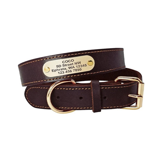 COLLAR ECO CUERO CON PLACA Y TACHAS WONDER DOG