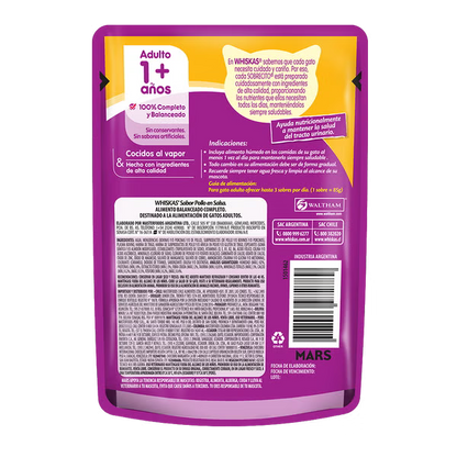 WHISKAS SOBRECITO PARA GATOS POLLO EN SALSA 85GR