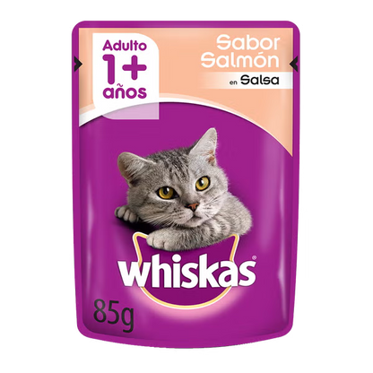 WHISKAS SOBRECITO PARA GATOS SALMON EN SALSA 85GR