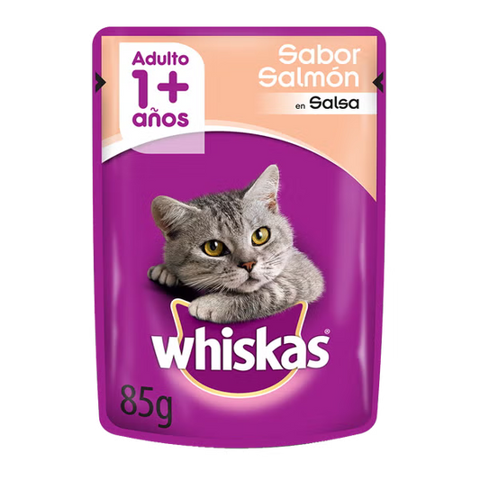 WHISKAS SOBRECITO PARA GATOS SALMON EN SALSA 85GR