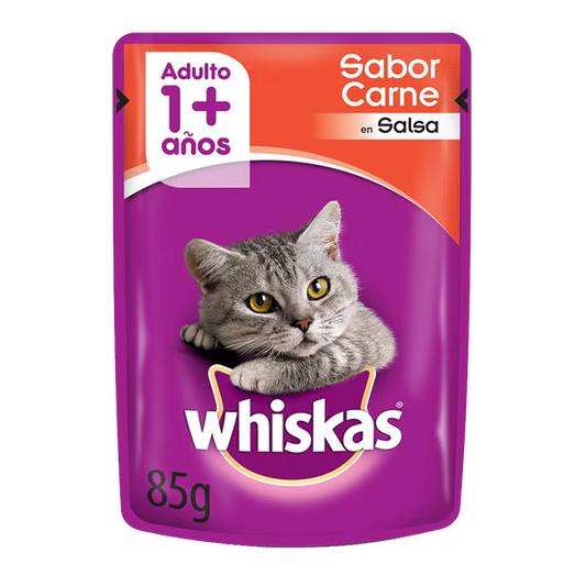 WHISKAS SOBRECITO PARA GATOS CARNE EN SALSA 85GR