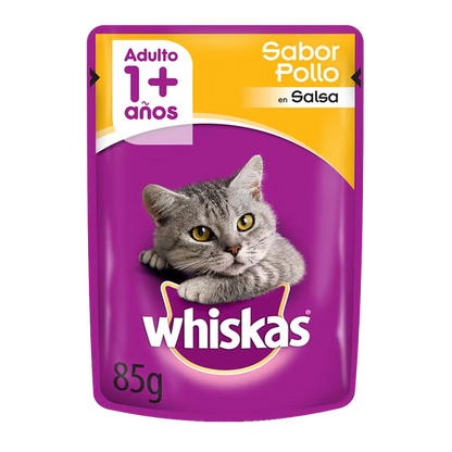 WHISKAS SOBRECITO PARA GATOS POLLO EN SALSA 85GR