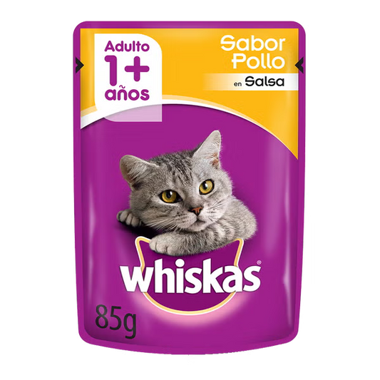 WHISKAS SOBRECITO PARA GATOS POLLO EN SALSA 85GR