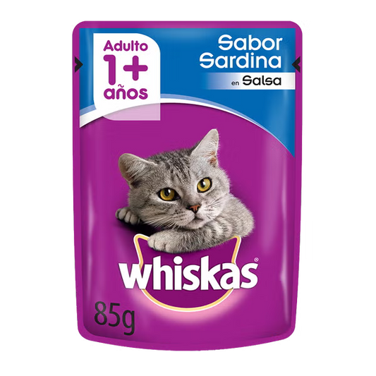 WHISKAS SOBRECITO PARA GATOS SARDINA EN SALSA 85GR